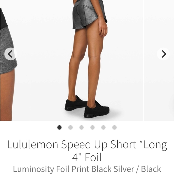Lululemon Speed Up Short *Long 4" Foil Luminosity Foil Print Black Silver / Blac - Picture 11 of 11